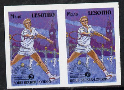 Lesotho 1988 Tennis Federation 2m40 (Boris Becker) unmounted mint imperf proof pair (as SG 850)*