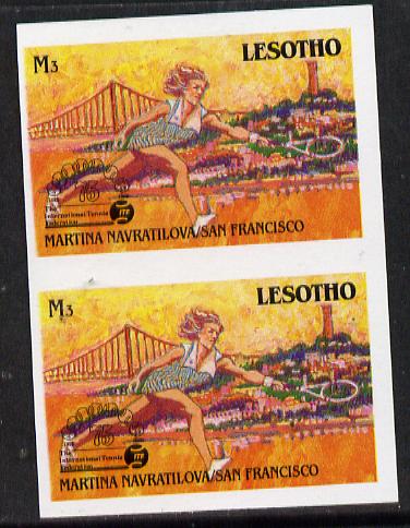 Lesotho 1988 Tennis Federation 3m (Martina Navratilova) unmounted mint imperf proof pair (as SG 851)*