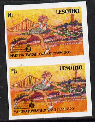 Lesotho 1988 Tennis Federation 3m (Martina Navratilova) unmounted mint imperf proof pair (as SG 851)*