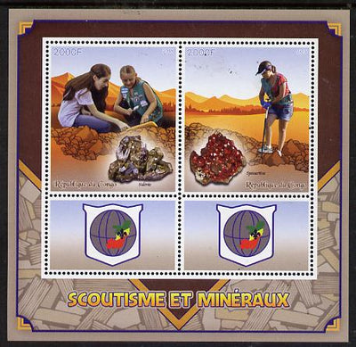 Congo 2015 Scouts & Minerals perf sheetlet containing 2 stamps & 2 labels unmounted mint