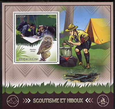 Congo 2015 Scouts & Owls perf deluxe sheet #1 containing one value unmounted mint