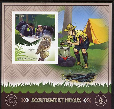 Congo 2015 Scouts & Owls imperf deluxe sheet #1 containing one value unmounted mint
