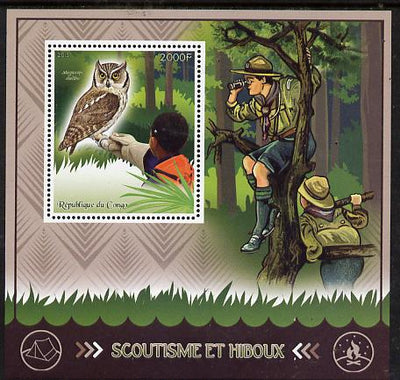 Congo 2015 Scouts & Owls perf deluxe sheet #2 containing one value unmounted mint