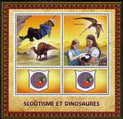 Congo 2015 Scouts & Dinosaurs perf sheetlet containing 2 stamps & 2 labels unmounted mint