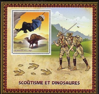 Congo 2015 Scouts & Dinosaurs perf deluxe sheet #1 containing one value unmounted mint