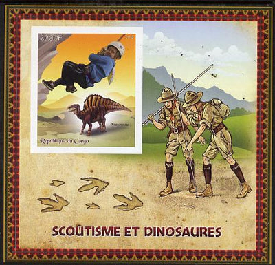 Congo 2015 Scouts & Dinosaurs imperf deluxe sheet #1 containing one value unmounted mint