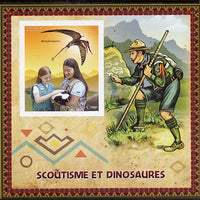 Congo 2015 Scouts & Dinosaurs imperf deluxe sheet #2 containing one value unmounted mint