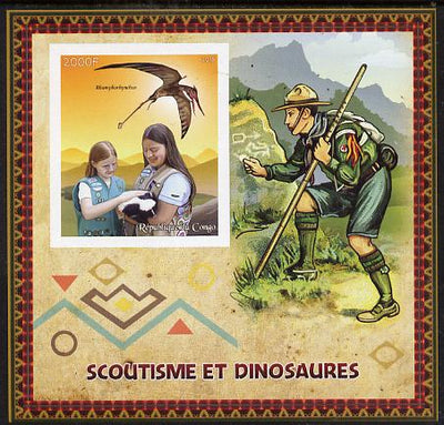 Congo 2015 Scouts & Dinosaurs imperf deluxe sheet #2 containing one value unmounted mint
