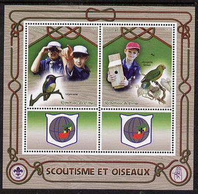 Congo 2015 Scouts & Birds perf sheetlet containing 2 stamps & 2 labels unmounted mint