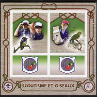 Congo 2015 Scouts & Birds imperf sheetlet containing 2 stamps & 2 labels unmounted mint