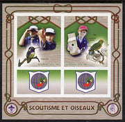 Congo 2015 Scouts & Birds imperf sheetlet containing 2 stamps & 2 labels unmounted mint