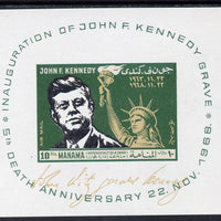 Manama 1968 Kennedy 5th Death Anniversary imperf m/sheet unmounted mint (Mi BL 12)