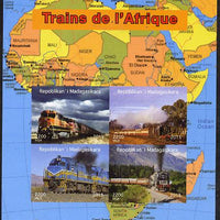 Madagascar 2015 Trains of Africa imperf sheetlet containing 4 values unmounted mint. Note this item is privately produced and is offered purely on its thematic appeal