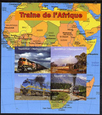 Madagascar 2015 Trains of Africa imperf sheetlet containing 4 values unmounted mint. Note this item is privately produced and is offered purely on its thematic appeal