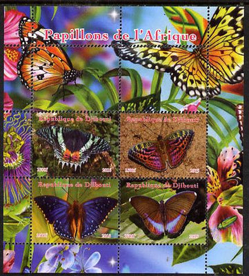 Djibouti 2015 Butterflies of Africa perf sheetlet containing 4 values unmounted mint. Note this item is privately produced and is offered purely on its thematic appeal, it has no postal validity
