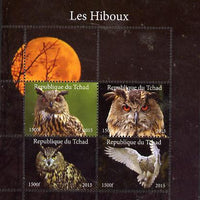 Chad 2015 Owls #2 perf sheetlet containing 4 values unmounted mint. Note this item is privately produced and is offered purely on its thematic appeal, it has no postal validity