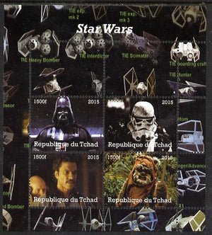 Chad 2015 Star Wars #1 perf sheetlet containing 4 values unmounted mint. Note this item is privately produced and is offered purely on its thematic appeal, it has no postal validity