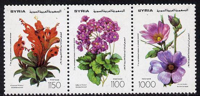 Syria 1993 Int Flower Show strip of 3 unmounted mint, SG 1869a