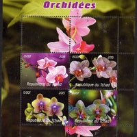 Chad 2015,Orchids perf sheetlet containing 4 values unmounted mint. Note this item is privately produced and is offered purely on its thematic appeal, it has no postal validity