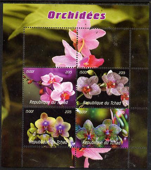 Chad 2015,Orchids perf sheetlet containing 4 values unmounted mint. Note this item is privately produced and is offered purely on its thematic appeal, it has no postal validity