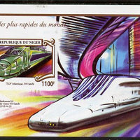 Niger Republic 2015 High Speed Trains #1 imperf deluxe sheet unmounted mint. Note this item is privately produced and is offered purely on its thematic appeal