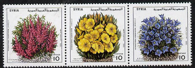 Syria 1995 Int Flower Show strip of 3 unmounted mint