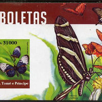 St Thomas & Prince Islands 2015 Butterflies #6 imperf deluxe m/sheet unmounted mint. Note this item is privately produced and is offered purely on its thematic appeal