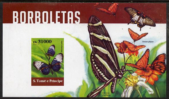 St Thomas & Prince Islands 2015 Butterflies #6 imperf deluxe m/sheet unmounted mint. Note this item is privately produced and is offered purely on its thematic appeal