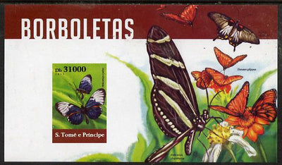 St Thomas & Prince Islands 2015 Butterflies #6 imperf deluxe m/sheet unmounted mint. Note this item is privately produced and is offered purely on its thematic appeal