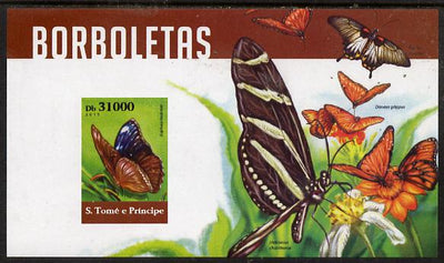 St Thomas & Prince Islands 2015 Butterflies #7 imperf deluxe m/sheet unmounted mint. Note this item is privately produced and is offered purely on its thematic appeal