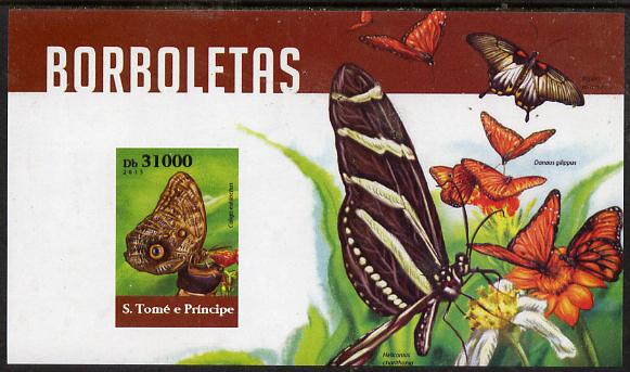 St Thomas & Prince Islands 2015 Butterflies #8 imperf deluxe m/sheet unmounted mint. Note this item is privately produced and is offered purely on its thematic appeal