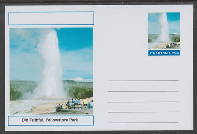 Chartonia (Fantasy) Landmarks - Old Faithful, Yellowstone Park postal stationery card unused and fine