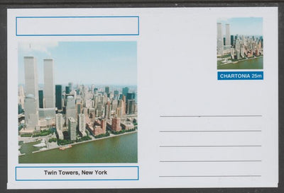 Chartonia (Fantasy) Landmarks -Twin Towers, New York postal stationery card unused and fine