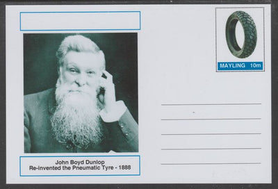 Mayling (Fantasy) Great Minds - John Boyd Dunlop - glossy postal stationery card unused and fine