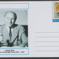 Mayling (Fantasy) Great Minds - Laszlo Biro - glossy postal stationery card unused and fine