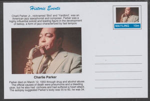 Mayling (Fantasy) Historic Events - Charlie Parker - glossy postal stationery card unused and fine