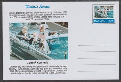 Mayling (Fantasy) Historic Events - John F Kennedy - glossy postal stationery card unused and fine