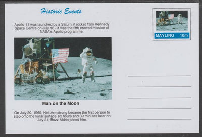 Mayling (Fantasy) Historic Events - Man on the Moon - glossy postal stationery card unused and fine