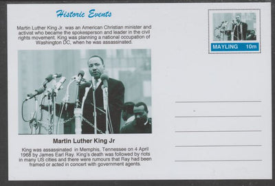 Mayling (Fantasy) Historic Events - Martin Luther King Jr - glossy postal stationery card unused and fine