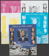 Chad 2018 Icons of 20th Century - J F Kennedy - imperf set of 5 progressive sheets comprising the 4 individual colours and completed design unmounted mint. Note this item is privately produced and is offered purely on its thematic appeal