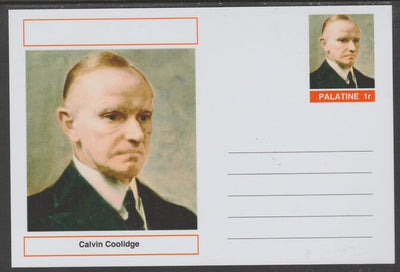 Palatine (Fantasy) Personalities - Calvin Coolidge (30th USA President) postal stationery card unused and fine