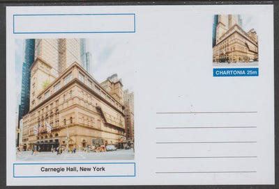 Chartonia (Fantasy) Landmarks - Carnegie Hall, New York postal stationery card unused and fine