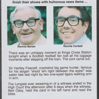 Cinderella - The Two Ronnies #02 Glossy card 150 x 100 mm showing Ronnie B & Ronnie C and 4 of their humorous news items