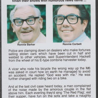 Cinderella - The Two Ronnies #03 Glossy card 150 x 100 mm showing Ronnie B & Ronnie C and 4 of their humorous news items