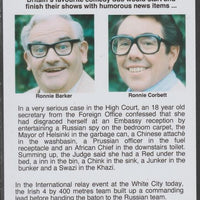 Cinderella - The Two Ronnies #04 Glossy card 150 x 100 mm showing Ronnie B & Ronnie C and 4 of their humorous news items