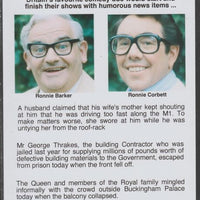 Cinderella - The Two Ronnies #05 Glossy card 150 x 100 mm showing Ronnie B & Ronnie C and 4 of their humorous news items