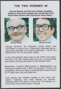 Cinderella - The Two Ronnies #06 Glossy card 150 x 100 mm showing Ronnie B & Ronnie C and 4 of their humorous news items