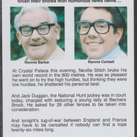 Cinderella - The Two Ronnies #07 Glossy card 150 x 100 mm showing Ronnie B & Ronnie C and 4 of their humorous news items