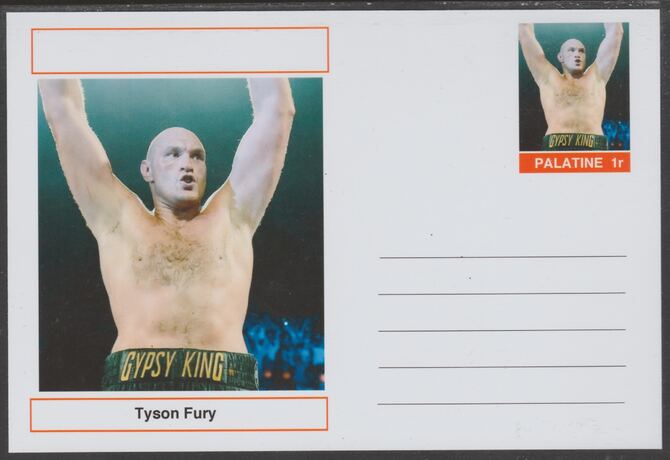 Palatine (Fantasy) Personalities - Tyson Fury (boxer) postal stationery card unused and fine