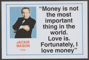 Famous Quotations - Jackie Mason on 6x4 in (150 x 100 mm) glossy card, unused and fine